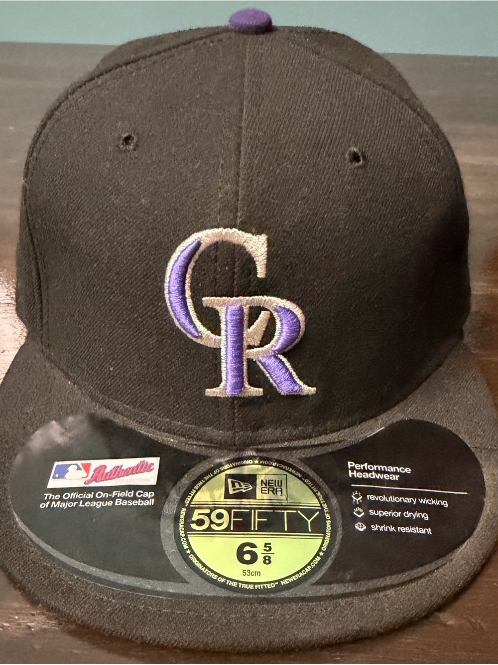 New Era Colorado Rockies Black Purple Logo 59FIFTY Fitted Hat